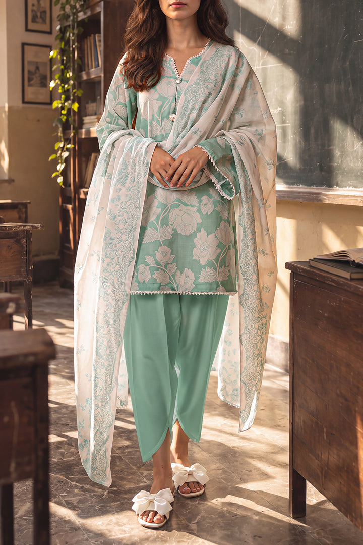 SAYA Printed Khaddar 3 Piece – Sea Foam | U04-26426-P01A