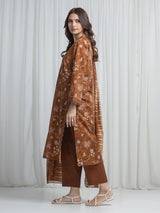 Edenrobe Brown Printed Khaddar Suit EWU6A3-37013-3P image 5