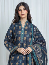 Edenrobe Charcoal Printed Khaddar Suit EWU6A3-37056-3P image 2