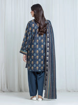 Edenrobe Charcoal Printed Khaddar Suit EWU6A3-37056-3P image 6