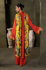 Zellbury Orange Red Viscose Embroidered Unstitched Suit WUW24E30242 image 5
