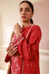 Zellbury Red Embroidered Khaddar Unstitched Suit WUW24E30486 image 4