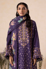 Zellbury Purple Embroidered Khaddar Unstitched Suit WUW25E30173 image 1