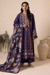 Zellbury Purple Embroidered Khaddar Unstitched Suit WUW25E30173 image 2