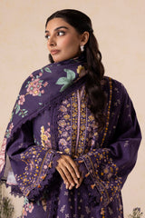 Zellbury Purple Embroidered Khaddar Unstitched Suit WUW25E30173 image 5