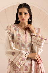Zellbury Off White Cotton Satin Embroidered Unstitched Suit WUW25E30267 image 1