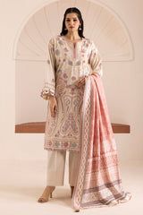 Zellbury Off White Cotton Satin Embroidered Unstitched Suit WUW25E30267 image 4