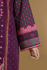 Zellbury Magenta Embroidered Linen 3 Piece Unstitched Suit – WUW25E30106 image 5